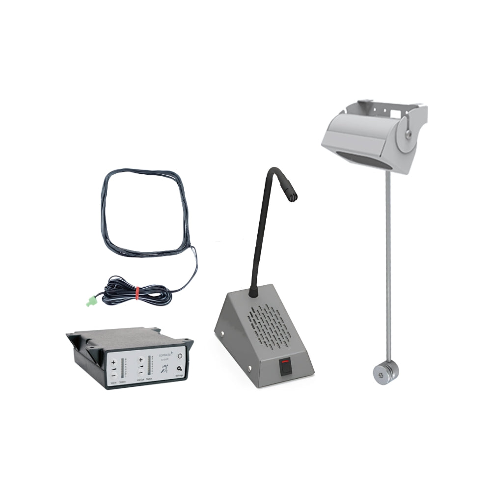 Contacta-STS-K064-Overhead-Speaker-and-Glass-Mount-1.jpg Contacta STS-K064 Overhead Speaker and Glass-Mounted Microphone Window Intercom Kit - Image 1